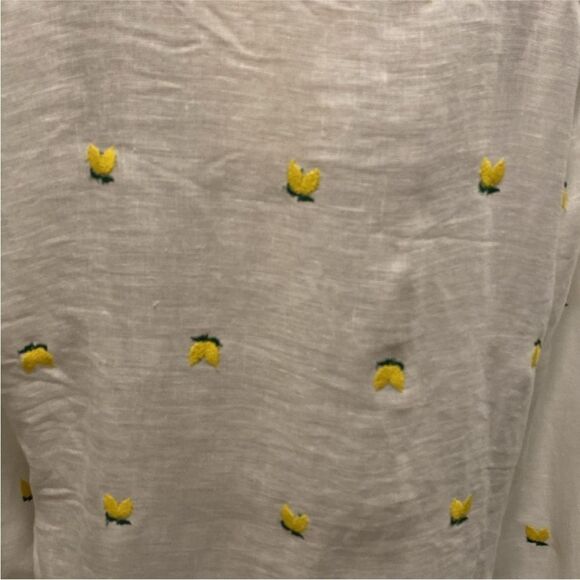 Puro Lino 100% linen lemon 🍋 embroidered blouse, XL - Picture 7 of 10